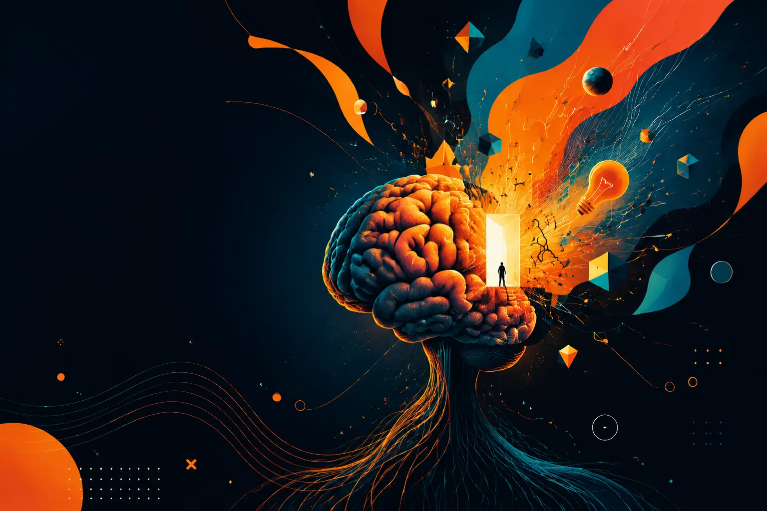Brain image in abstract